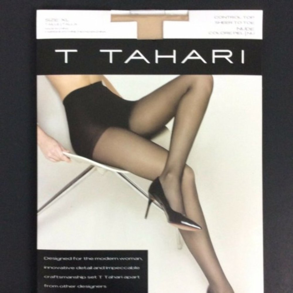 T Tahari Control Top Sheer Pantyhose Size XL Nude Color